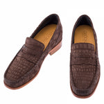 Guido Maggi Caribbean Baby Crocodile Leather Shoes Chocolate Suede