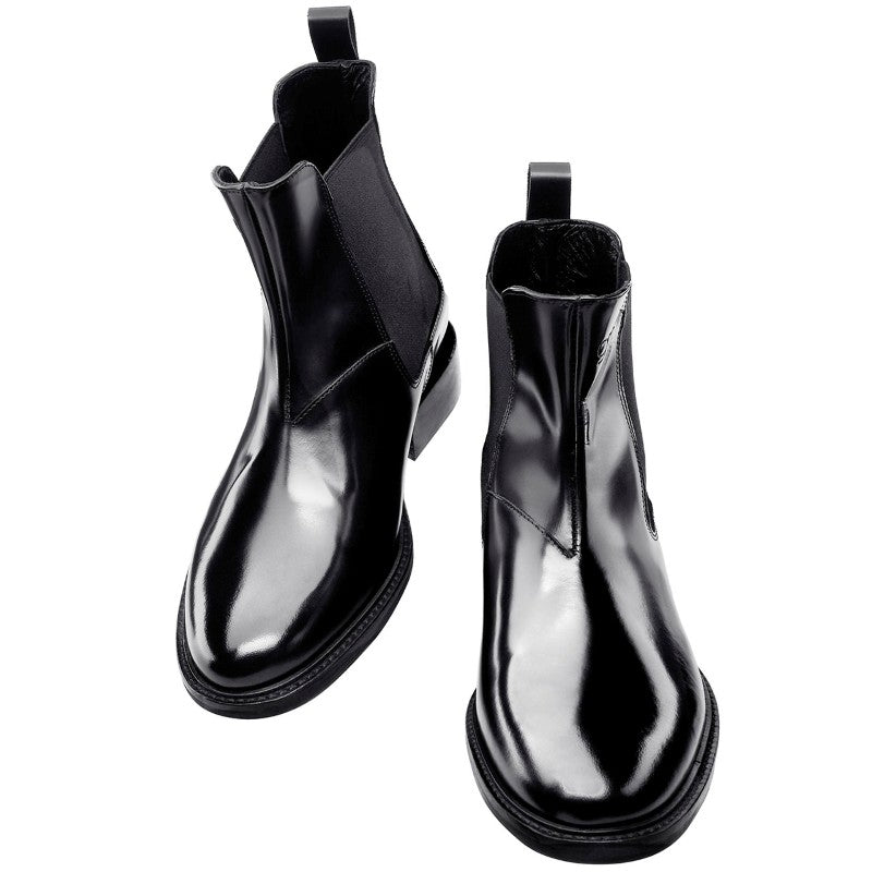 Guido Maggi Chelsea Black Calfskin Boots Shiny Black