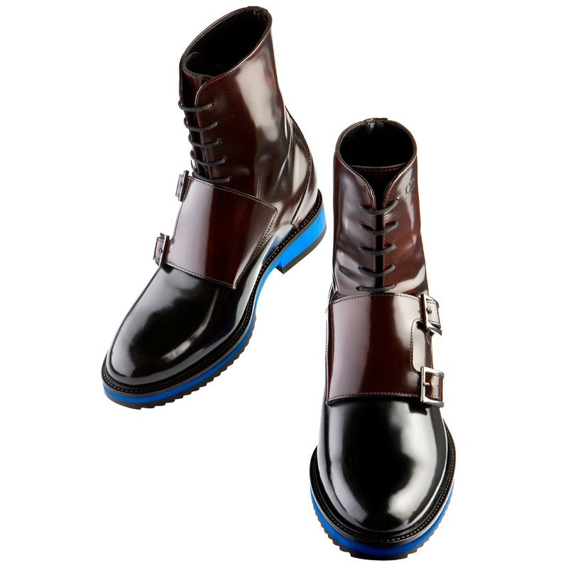 Guido Maggi Dublin Calfskin Boots Shiny Bordeaux and Black
