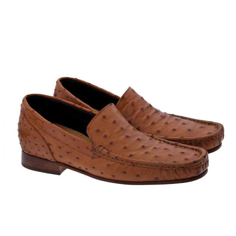 Guido Maggi Durban South African Ostrich Leather Shoes Chocolate