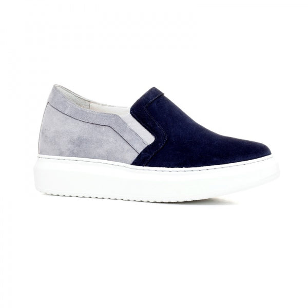 Guido Maggi Europe Calf Leather Shoes Navy Blue Suede and White