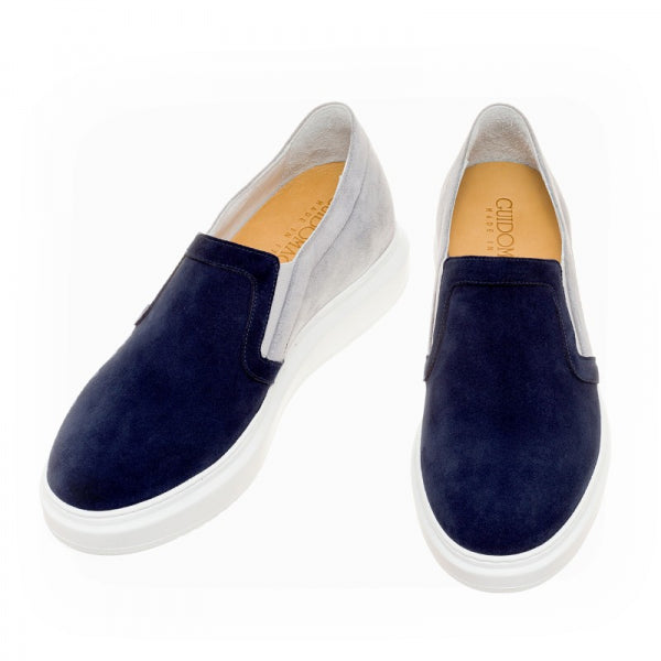 Guido Maggi Europe Calf Leather Shoes Navy Blue Suede and White