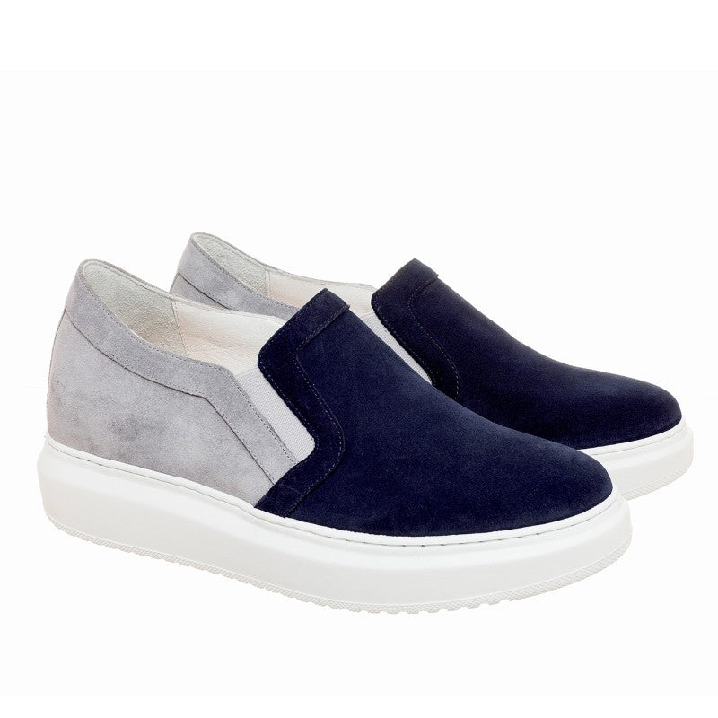 Guido Maggi Europe Calf Leather Shoes Navy Blue Suede and White