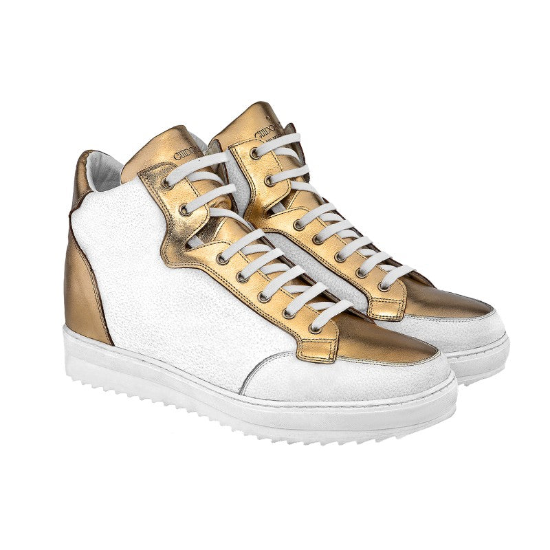 Guido Maggi France Full Grain Shoes White and Golden