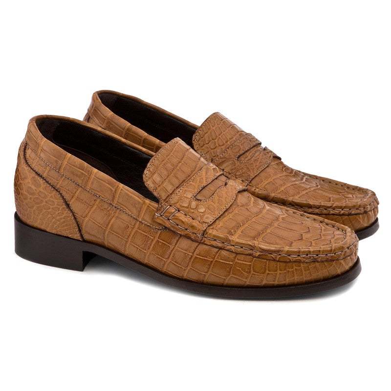 Guido Maggi Hawaii Baby Crocodile Leather Shoes Brown
