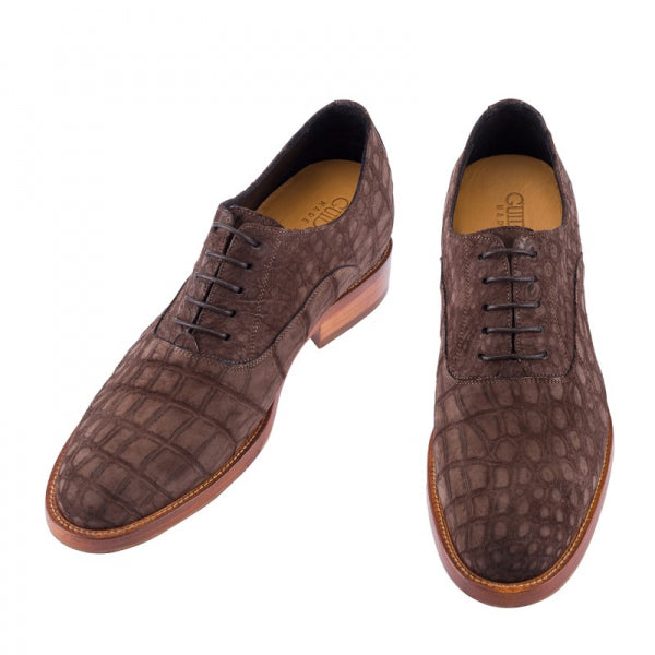 Guido Maggi Ibiza Baby Crocodile Suede Shoes Brown