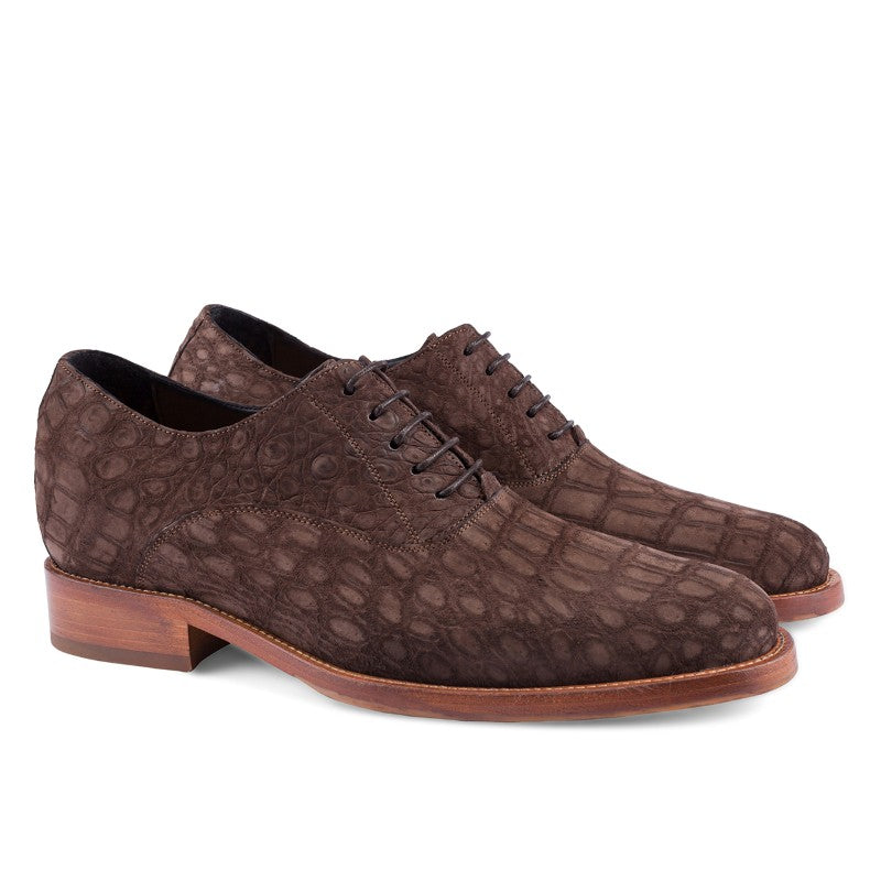 Guido Maggi Ibiza Baby Crocodile Suede Shoes Brown