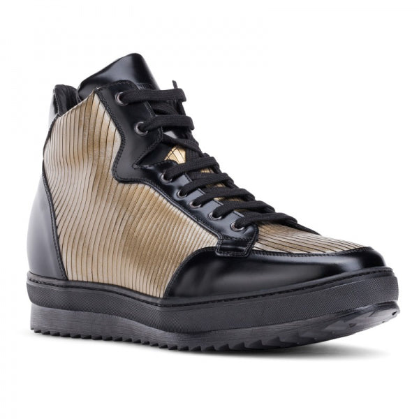 Guido Maggi Long Island Cut Leather Shoes Grey-gold and Black