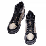 Guido Maggi Long Island Cut Leather Shoes Grey-gold and Black