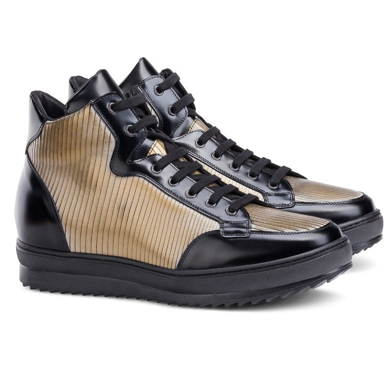 Guido Maggi Long Island Cut Leather Shoes Grey-gold and Black