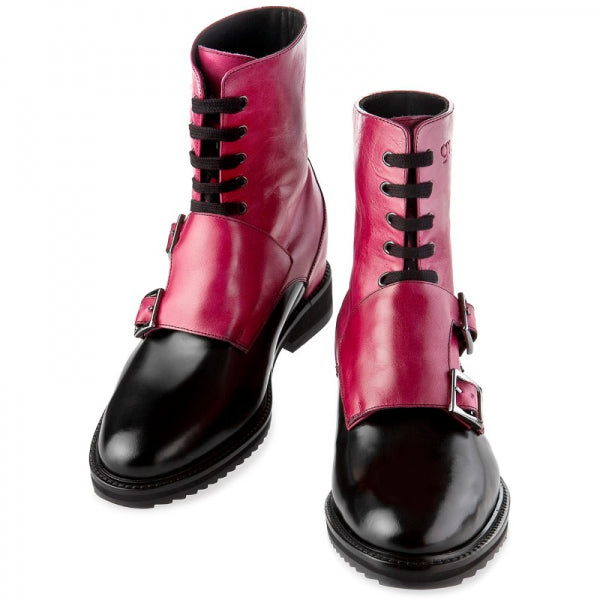 Guido Maggi Osaka Calf Skin Boots Shiny Fuchsia and Black