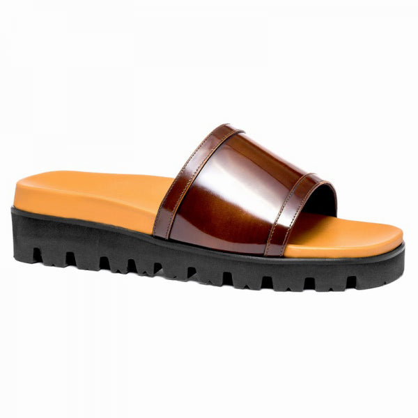 Guido Maggi Vieste Calfskin Sandals Shiny Brown