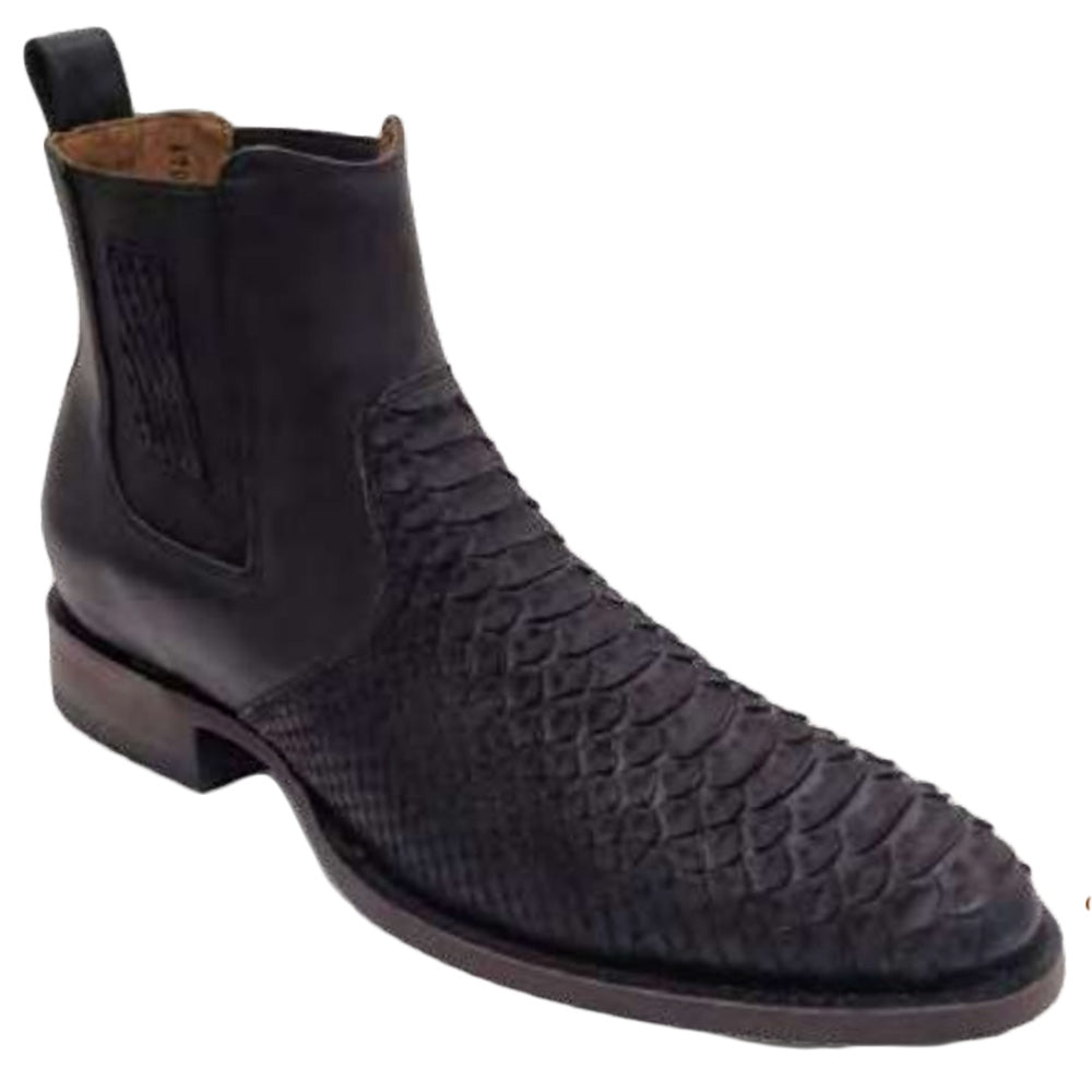 Los Altos H69BV Python Ankle Roper Boots Black