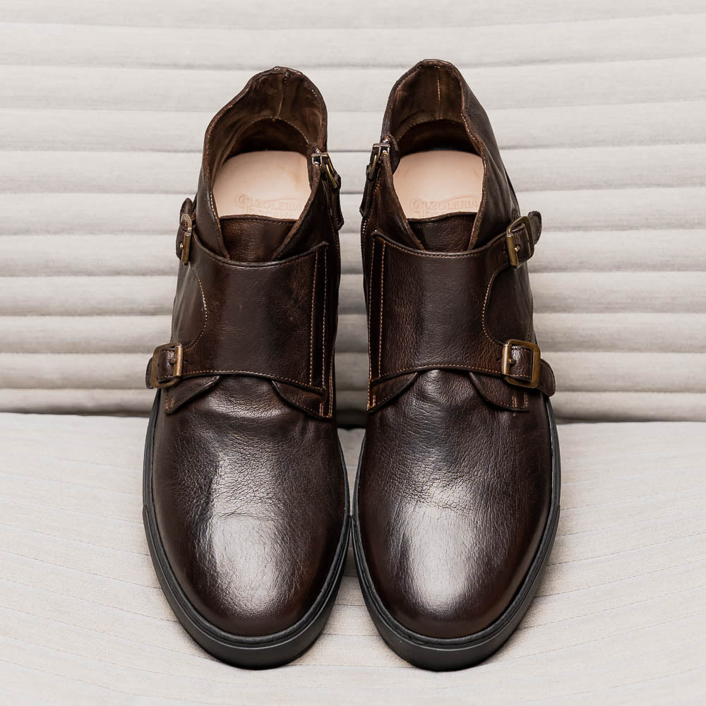 Calzoleria Toscana H884 Buffalo Double Monk Sneakers Dark Brown