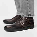 Calzoleria Toscana H884 Buffalo Double Monk Sneakers Dark Brown