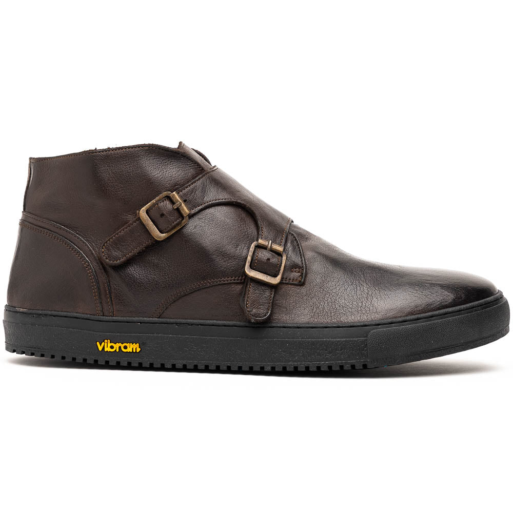 Calzoleria Toscana H884 Buffalo Doubel Monk Sneakers Dark Brown