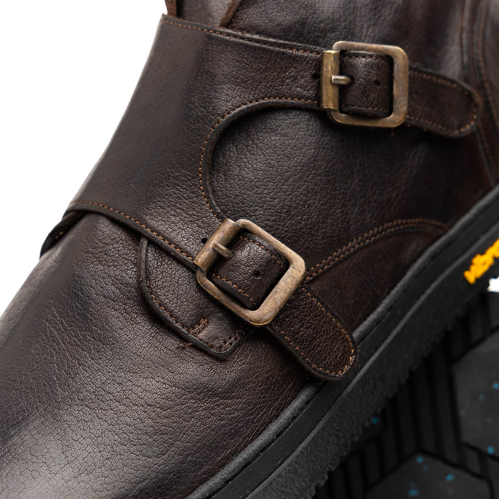 Calzoleria Toscana H884 Buffalo Double Monk Sneakers Dark Brown