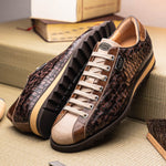 Harris Shoes 1913 Crocodile Print Calfskin Sneakers Brown