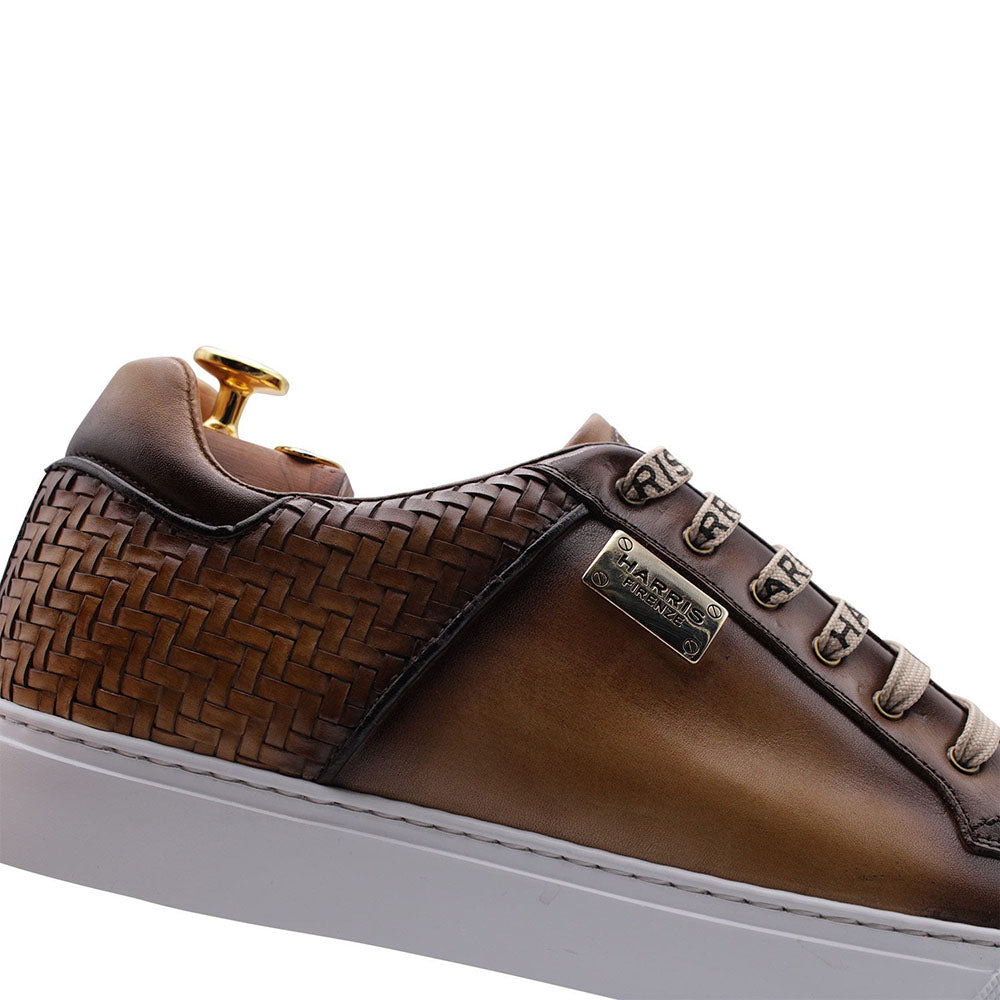 Harris Firenze 1913 Braided Leather Sneakers Brown