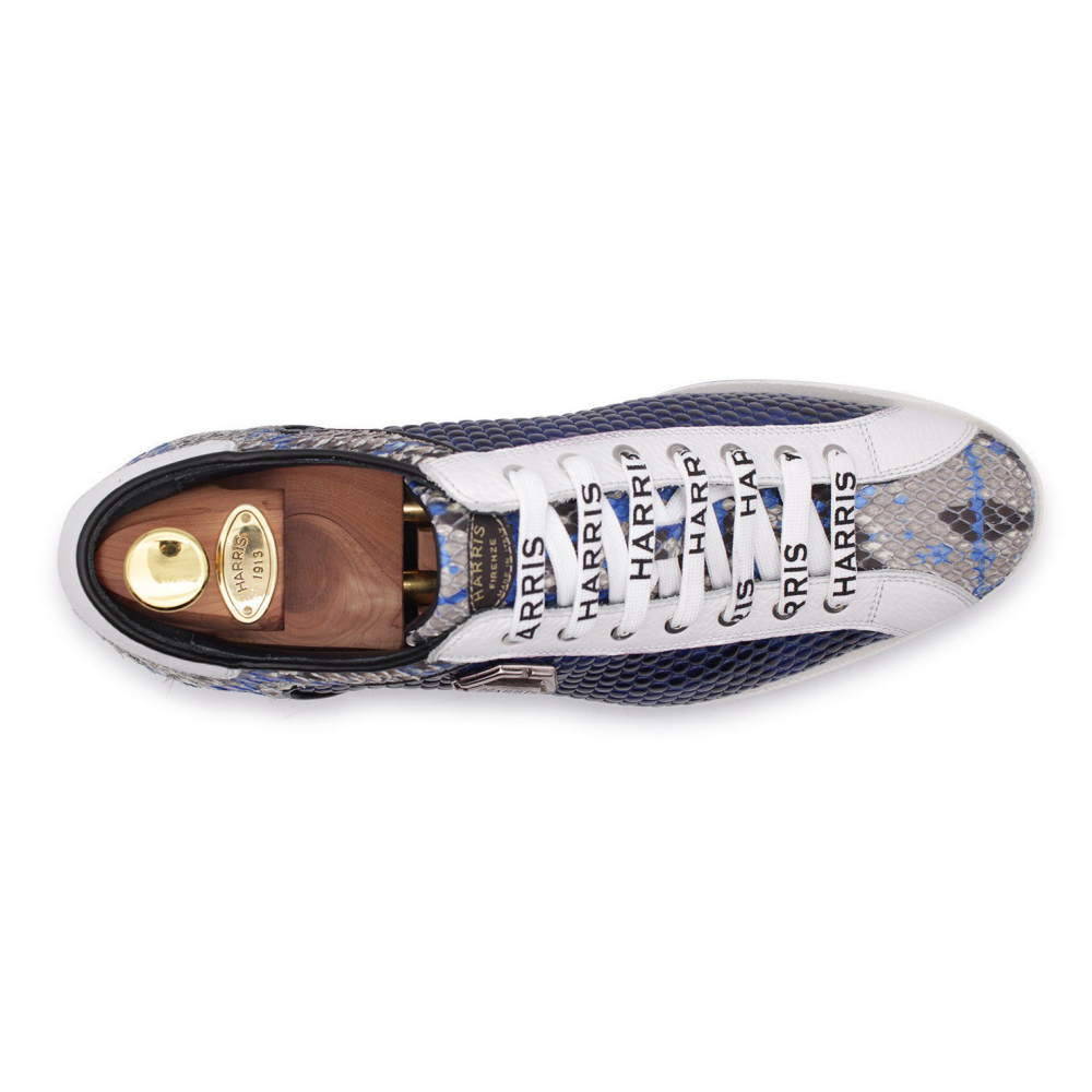 Harris Firenze 1913 Bubble Print Leather Sneakers Blue