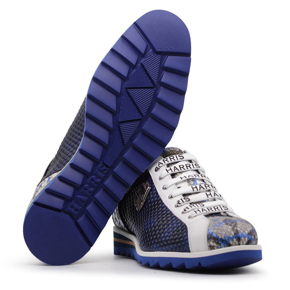 Harris Firenze 1913 Bubble Print Leather Sneakers Blue