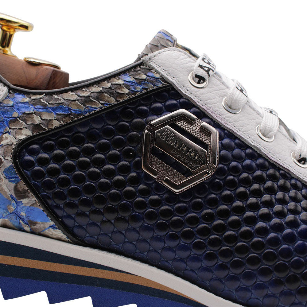 Harris Firenze 1913 Bubble Print Leather Sneakers Blue