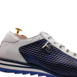 Harris Firenze 1913 Bubble / Python Print Leather Sneakers Blue