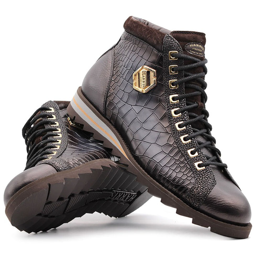 Harris Firenze 1913 Calfskin Leather Ankle Boots Grey
