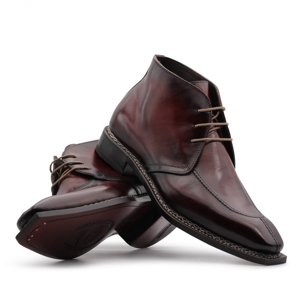 Harris Firenze 1913 Calfskin Leather Chelsea Boots Red
