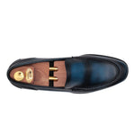 Harris Firenze 1913 Calfskin Leather Moccasin Shoes Blue
