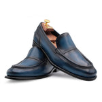 Harris Firenze 1913 Calfskin Leather Moccasin Shoes Blue