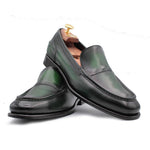 Harris Firenze 1913 Calfskin Leather Moccasin Shoes Green
