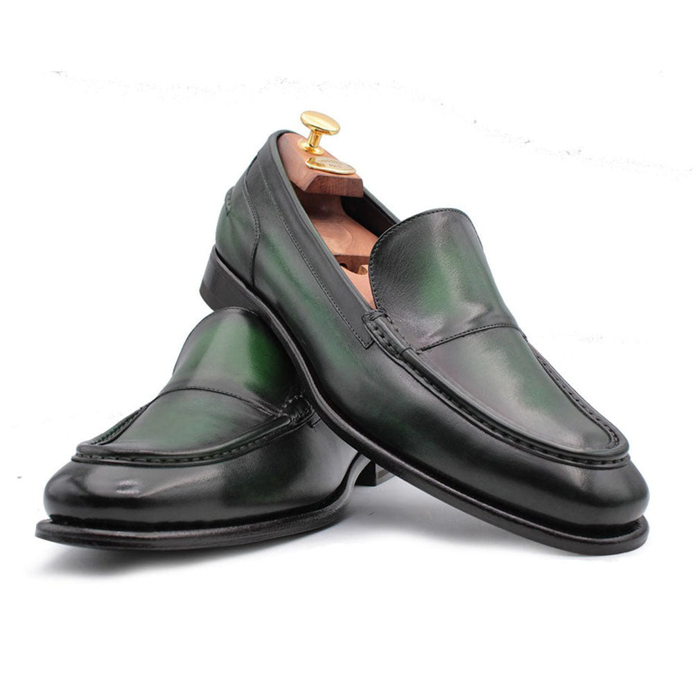 Harris Firenze 1913 Calfskin Leather Moccasin Shoes Green