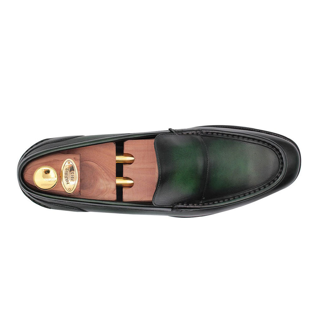 Harris Firenze 1913 Calfskin Leather Moccasin Shoes Green