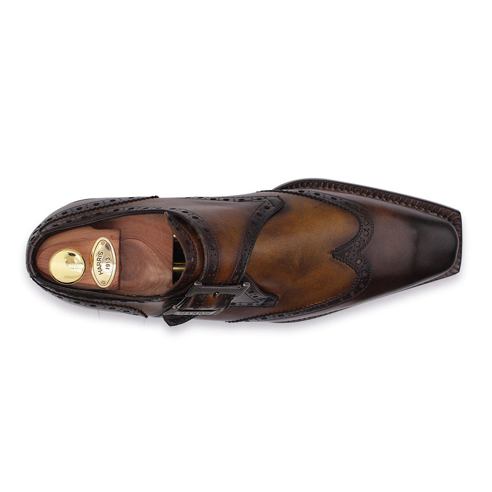 Harris Firenze 1913 Calfskin Leather Single Buckle Shoes Brown