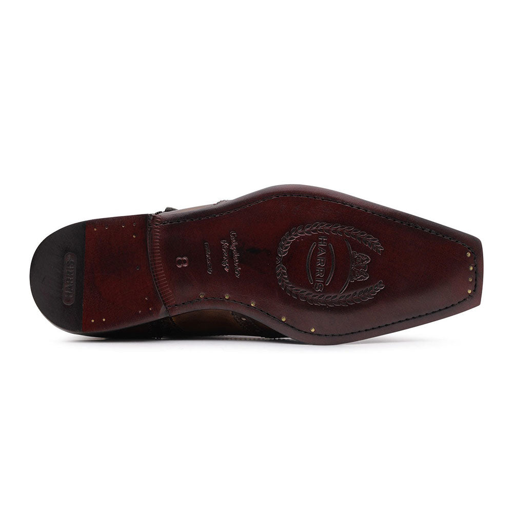 Harris Firenze 1913 Calfskin Leather Single Buckle Shoes Brown