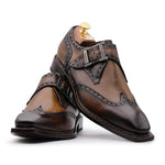 Harris Firenze 1913 Calfskin Leather Single Buckle Shoes Brown