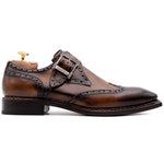 Harris Firenze 1913 Calfskin Leather Single Buckle Shoes Brown