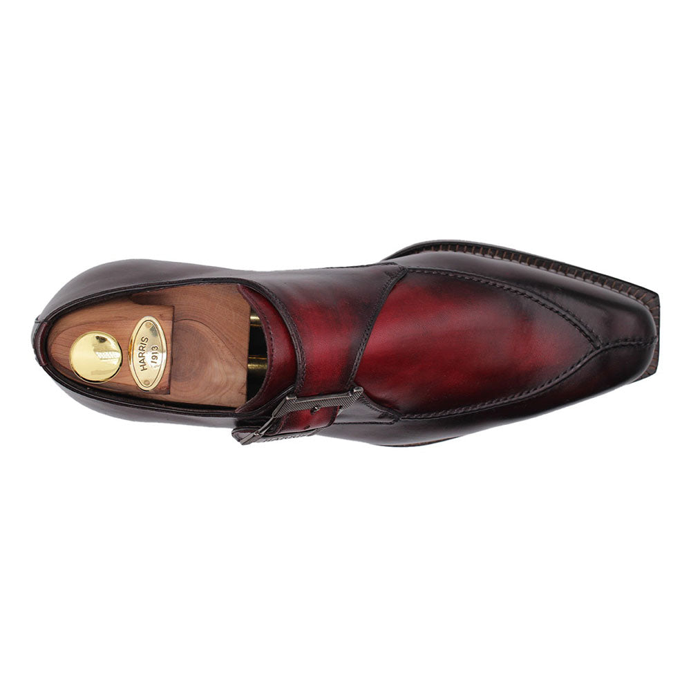 Harris Firenze 1913 Calfskin Leather Single Buckle Shoes Red