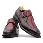 Harris Firenze 1913 Calfskin Leather Single Buckle Shoes Red