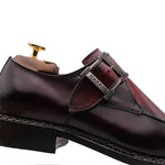 Harris Firenze 1913 Calfskin Leather Single Buckle Shoes Red