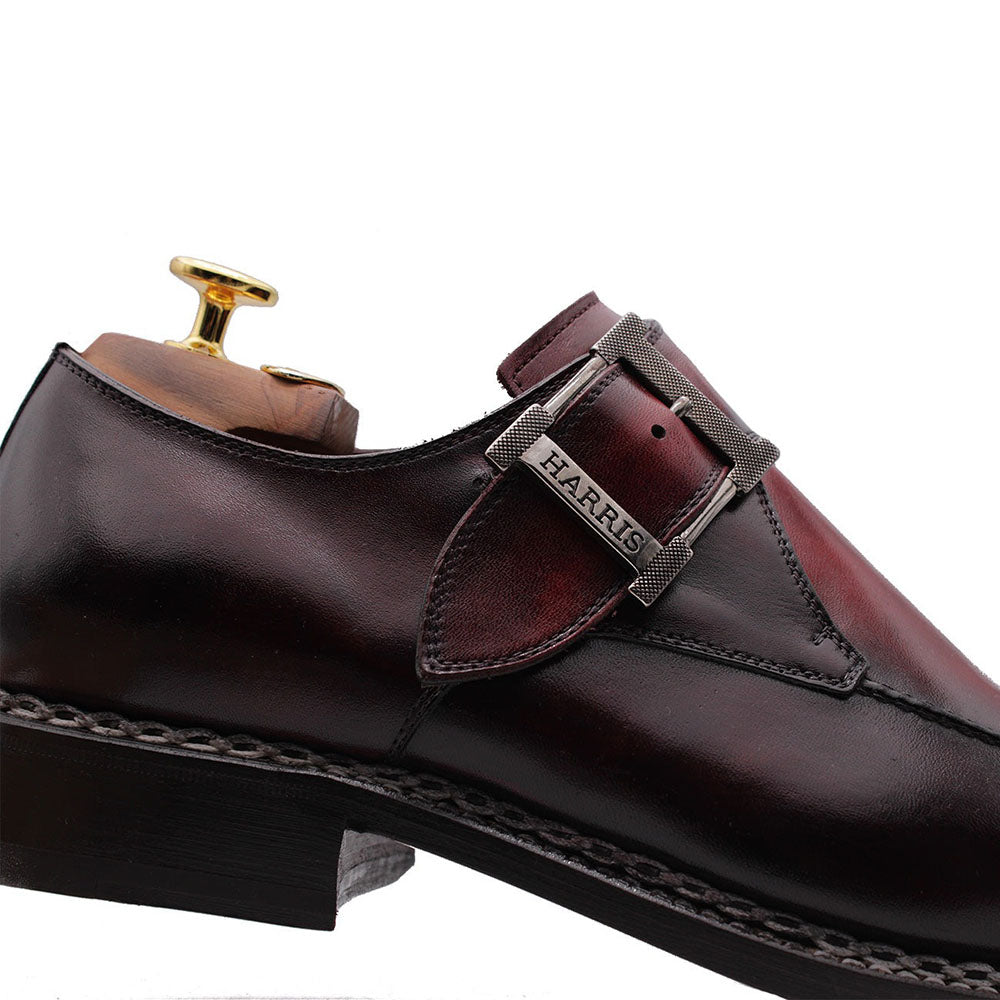Harris Firenze 1913 Calfskin Leather Single Buckle Shoes Red