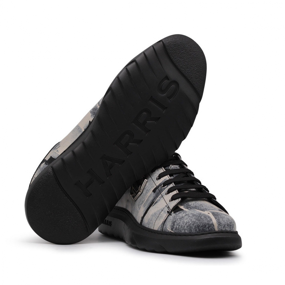 Harris Firenze 1913 CamouflagePrinted Leather Sneakers White