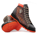 Harris Firenze 1913 Crocodile Print Boots Brown