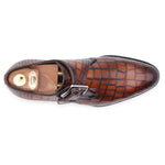 Harris Firenze 1913 Crocodile Print Buckle Shoes Brown