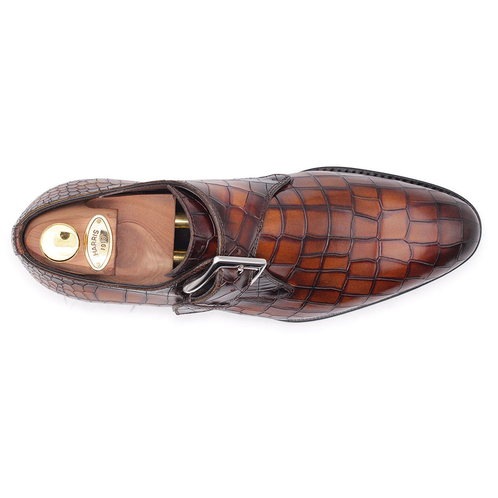 Harris Firenze 1913 Crocodile Print Buckle Shoes Brown
