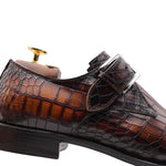 Harris Firenze 1913 Crocodile Print Buckle Shoes Brown