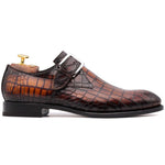 Harris Firenze 1913 Crocodile Print Buckle Shoes Brown