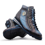 Harris Firenze 1913 Crocodile Print / Calfskin Boots Blue