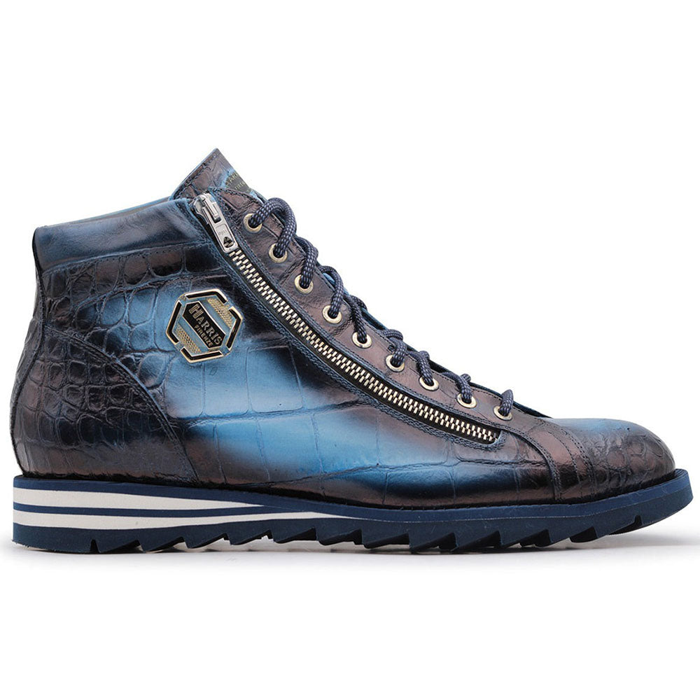 Harris Firenze 1913 Crocodile Print / Calfskin Boots Blue
